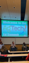 A screen that says "Welcome to the Ag Tech x Ed Summit" 