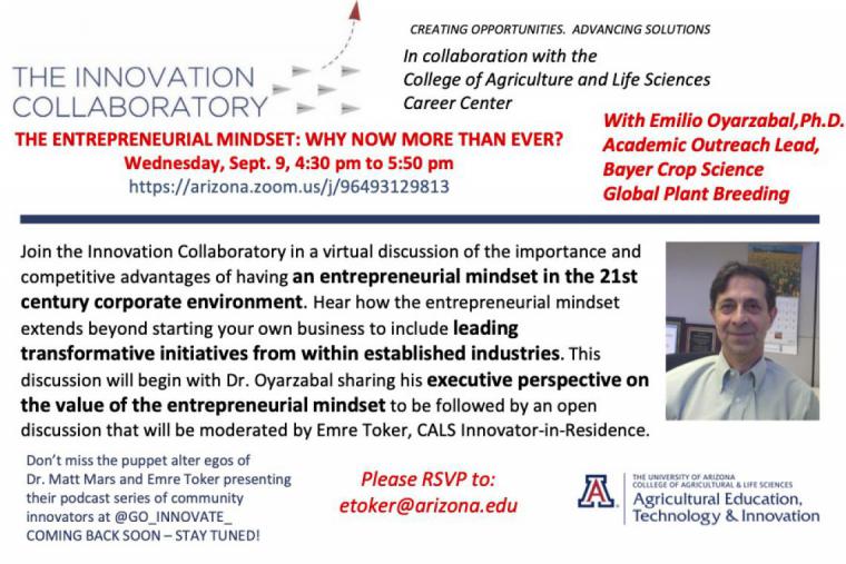 The Entrepreneurial Mindset: Why now more than ever? lecture flyer.
